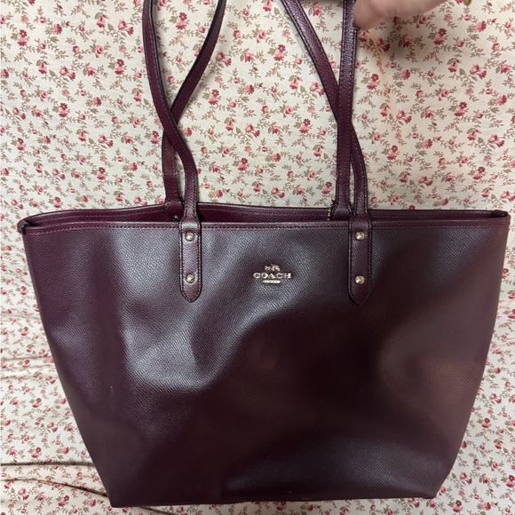 Coach Deep Burgundy Leather Tote - Picture 1 of 3